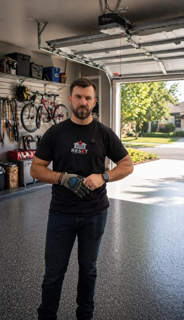 RESET crew member in a finished garage
